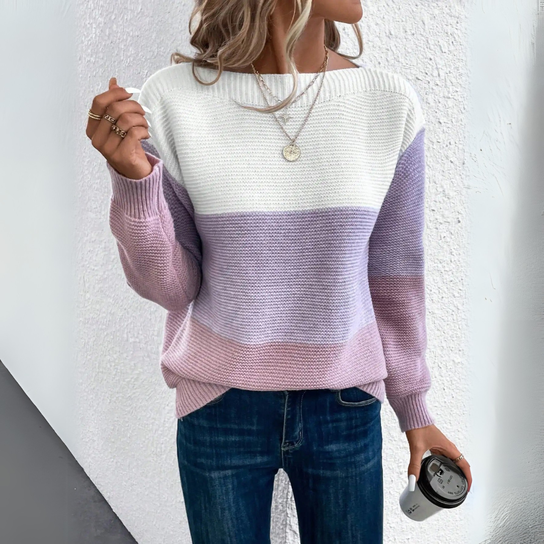 Clara - Elegant Three-Tone Patchwork Sweater