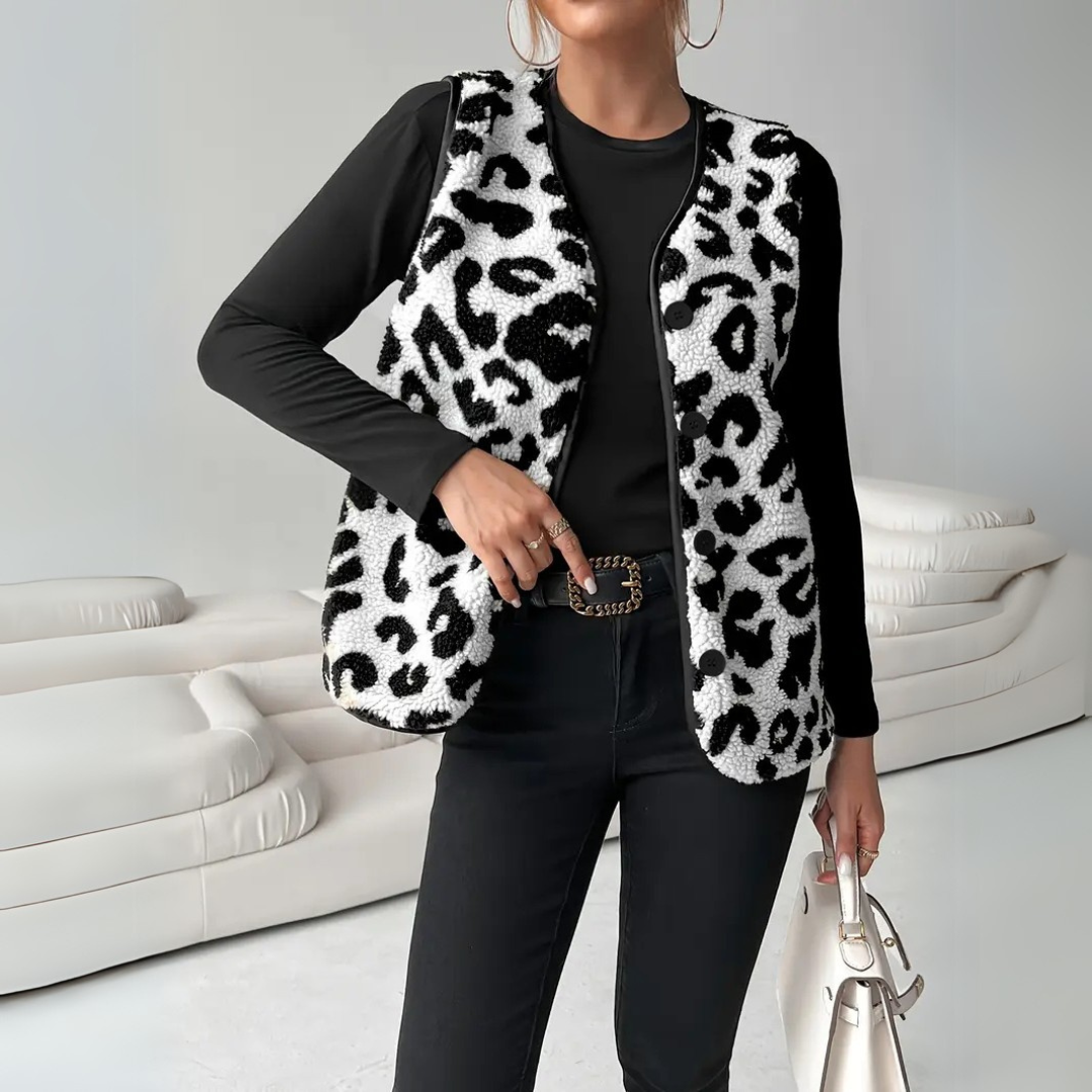 Leona - Sleeveless Leopard Print Vest