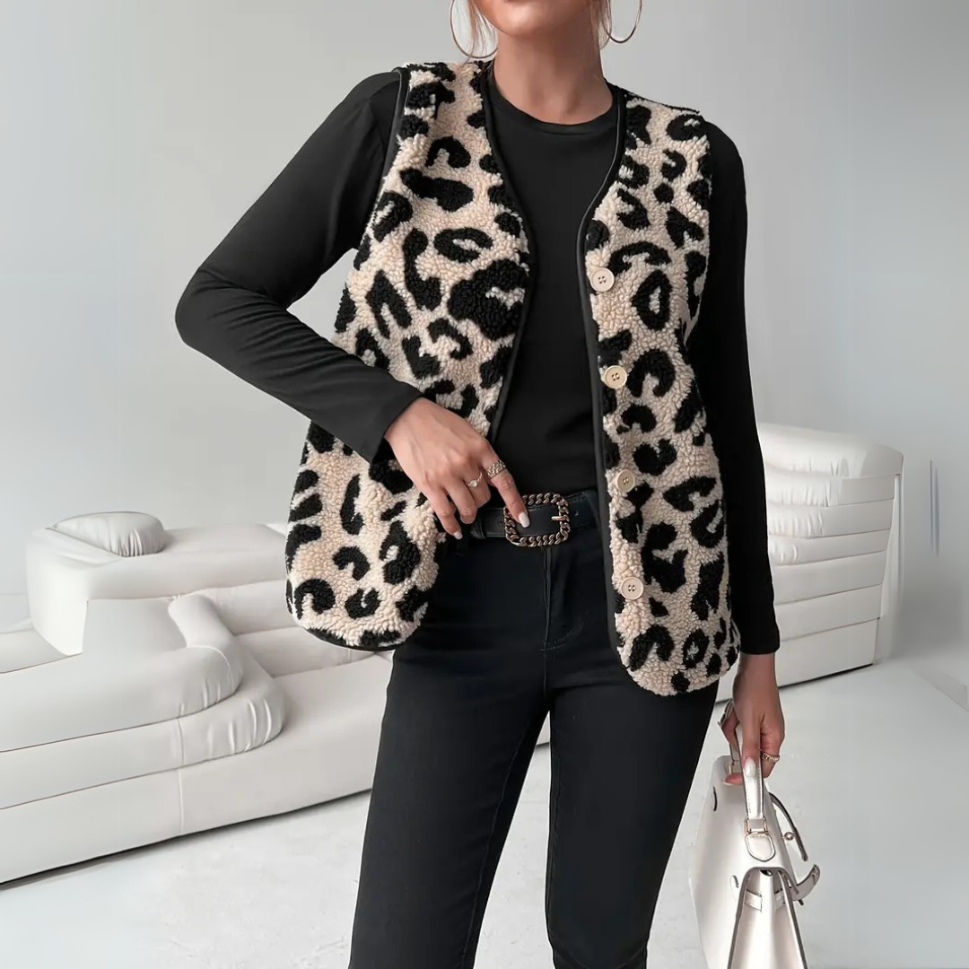 Leona - Sleeveless Leopard Print Vest