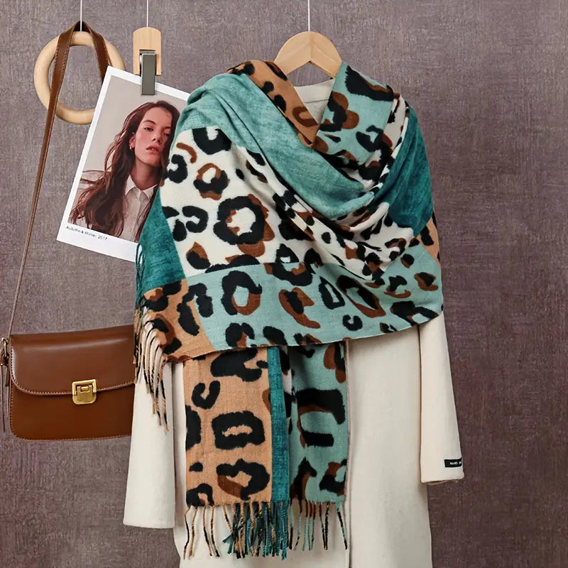 Scarf with Leopard Print