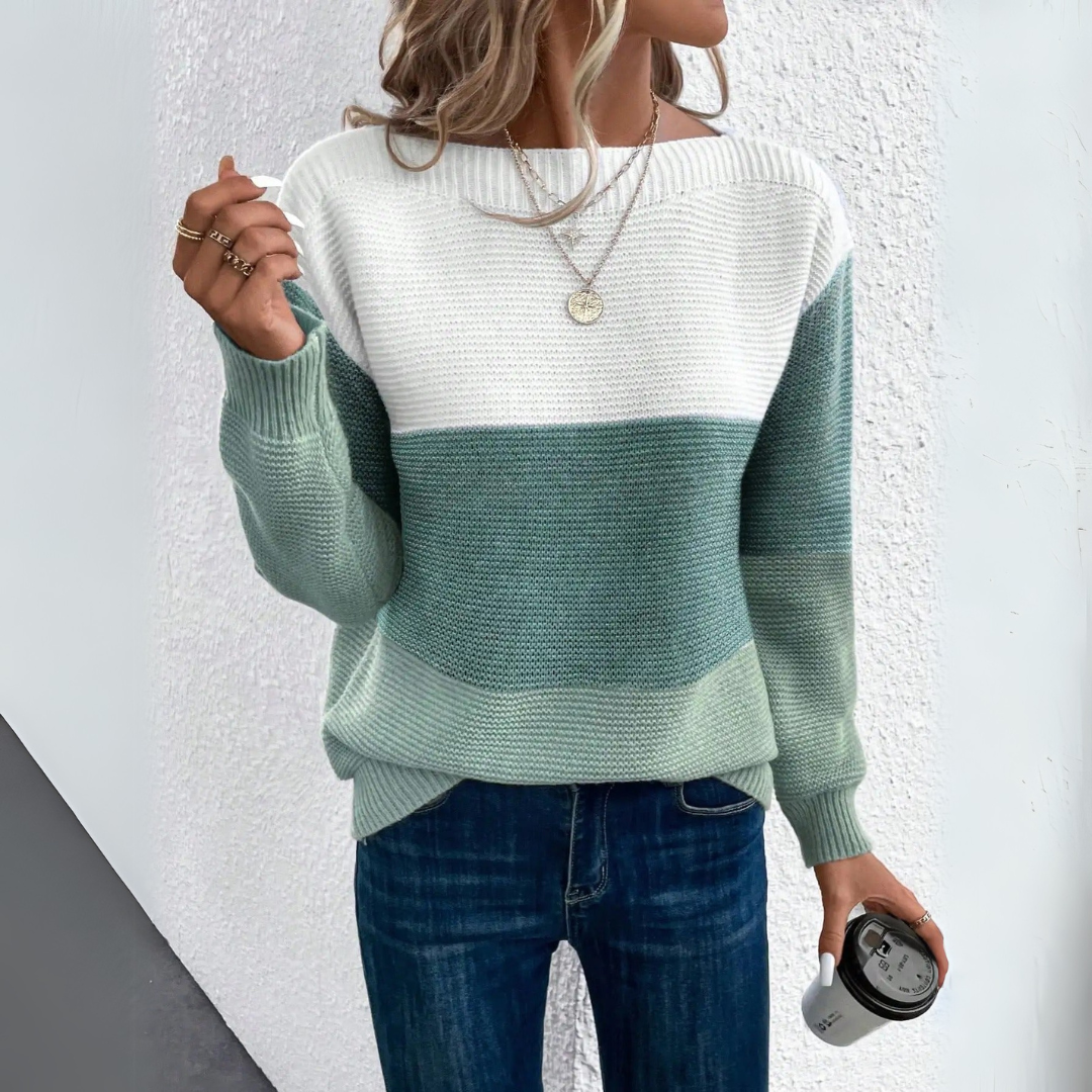 Clara - Elegant Three-Tone Patchwork Sweater