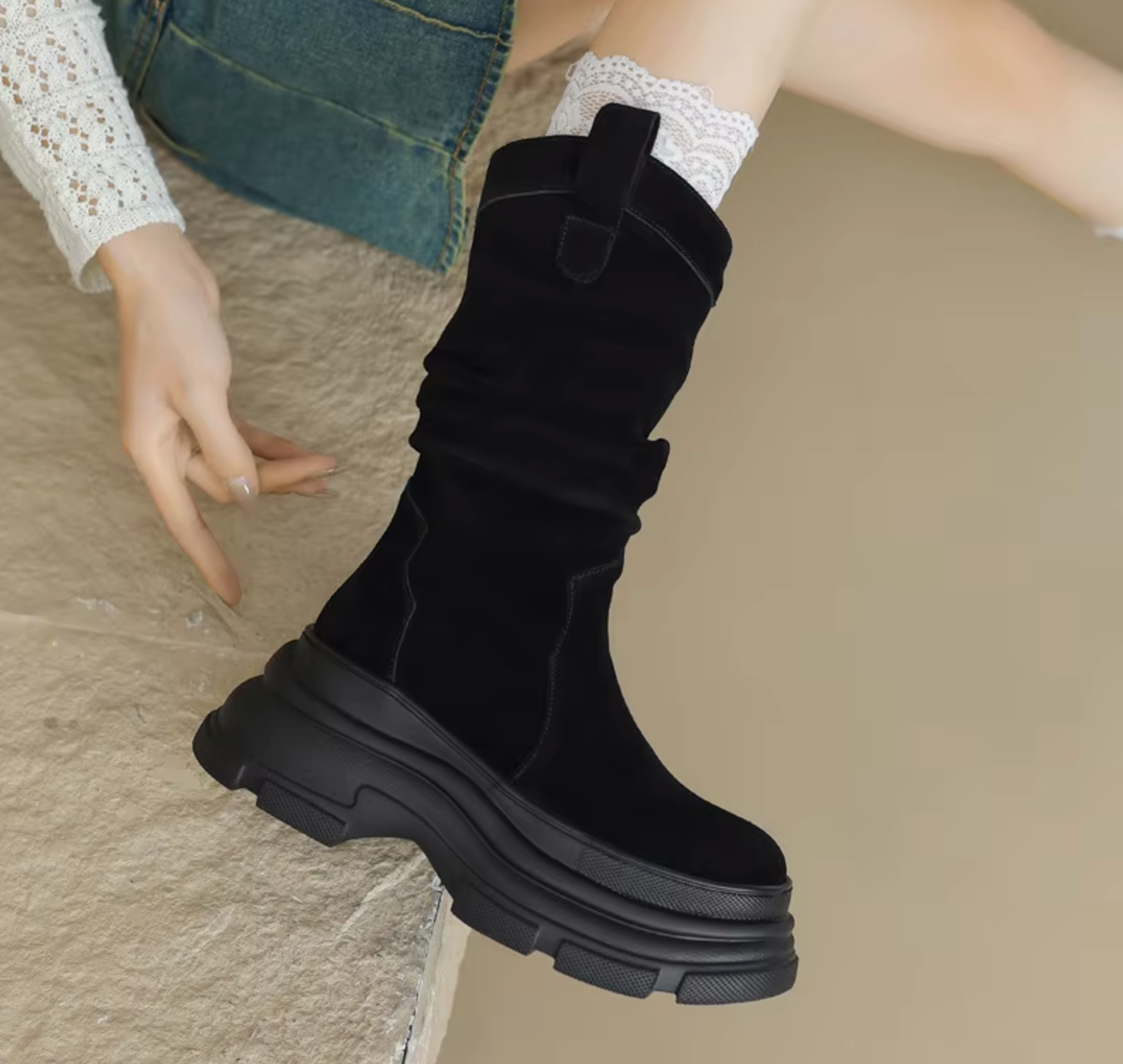 Aerith – Chunky Platform Leather Boots