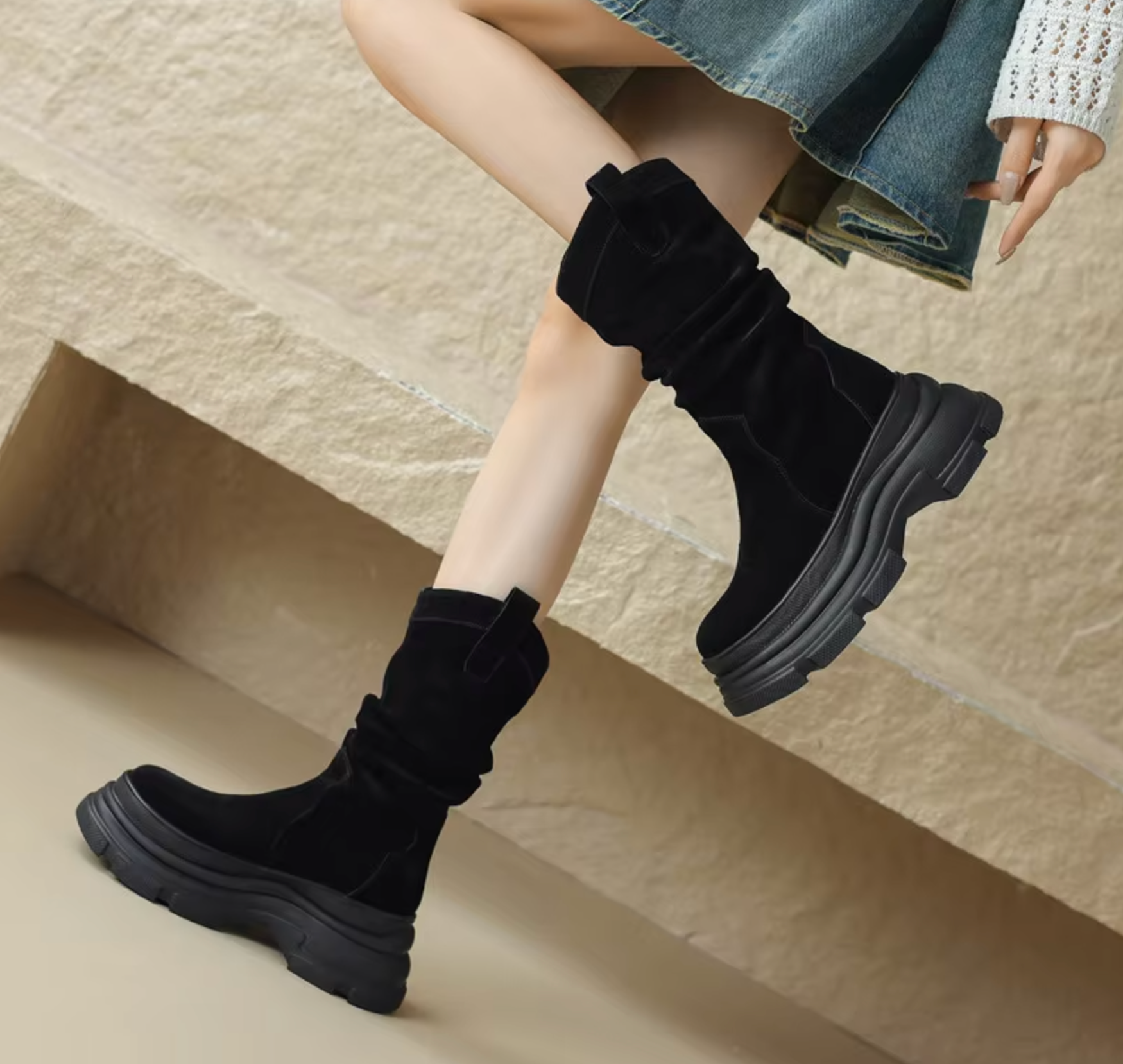 Aerith – Chunky Platform Leather Boots