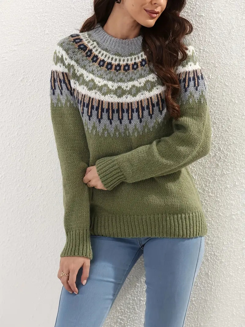 Vintage Vibes Fair Isle Crewneck Sweater