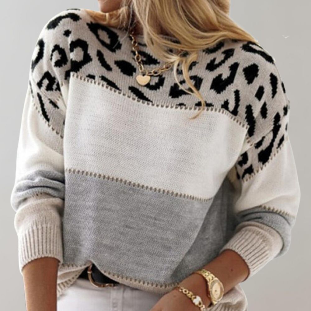 Cheyenne - Casual Sweater with Leopard Print