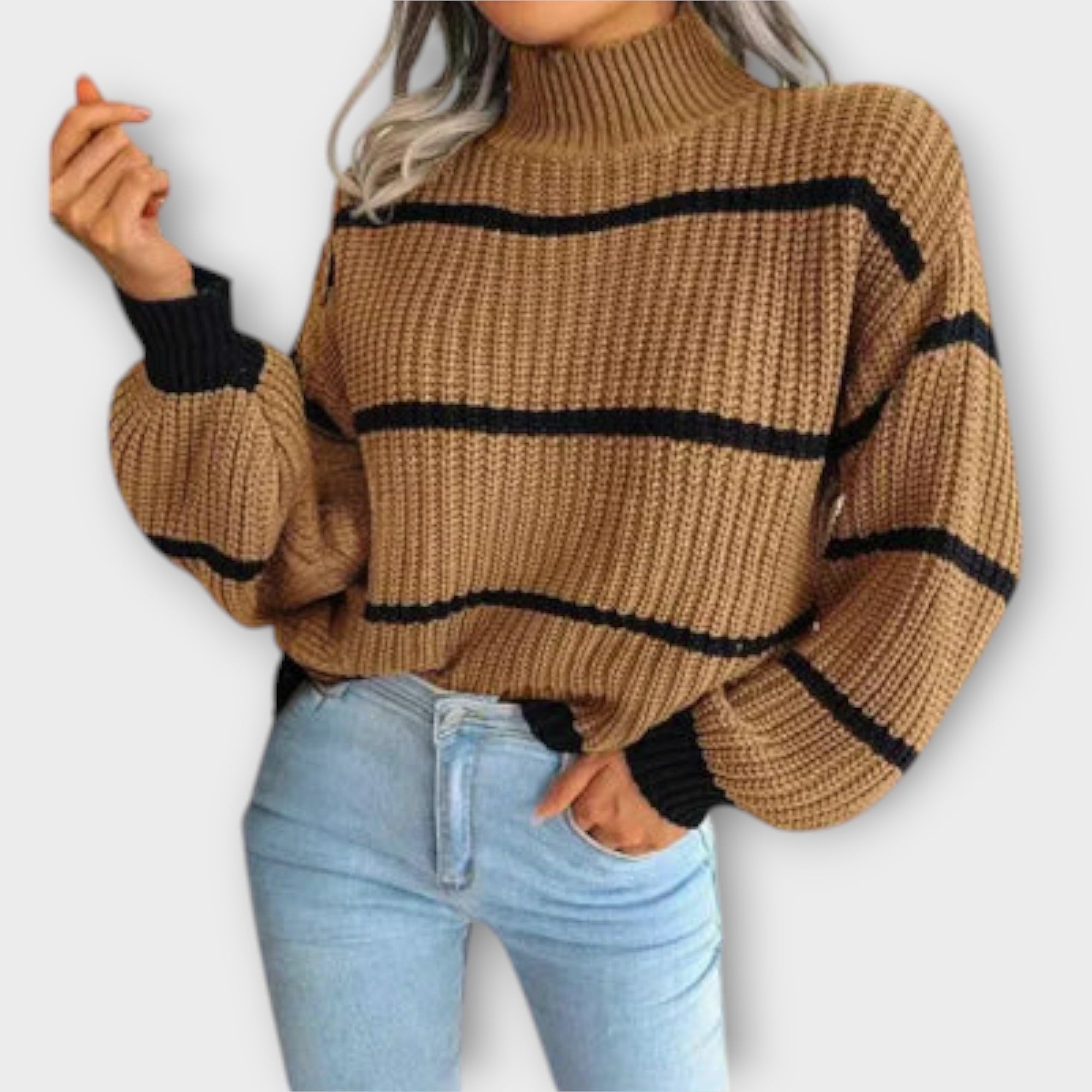 Chavala - Striped Turtleneck Sweater