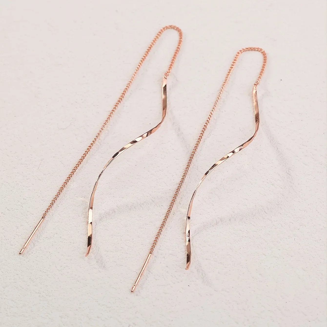 Long Earrings with Wavy Design