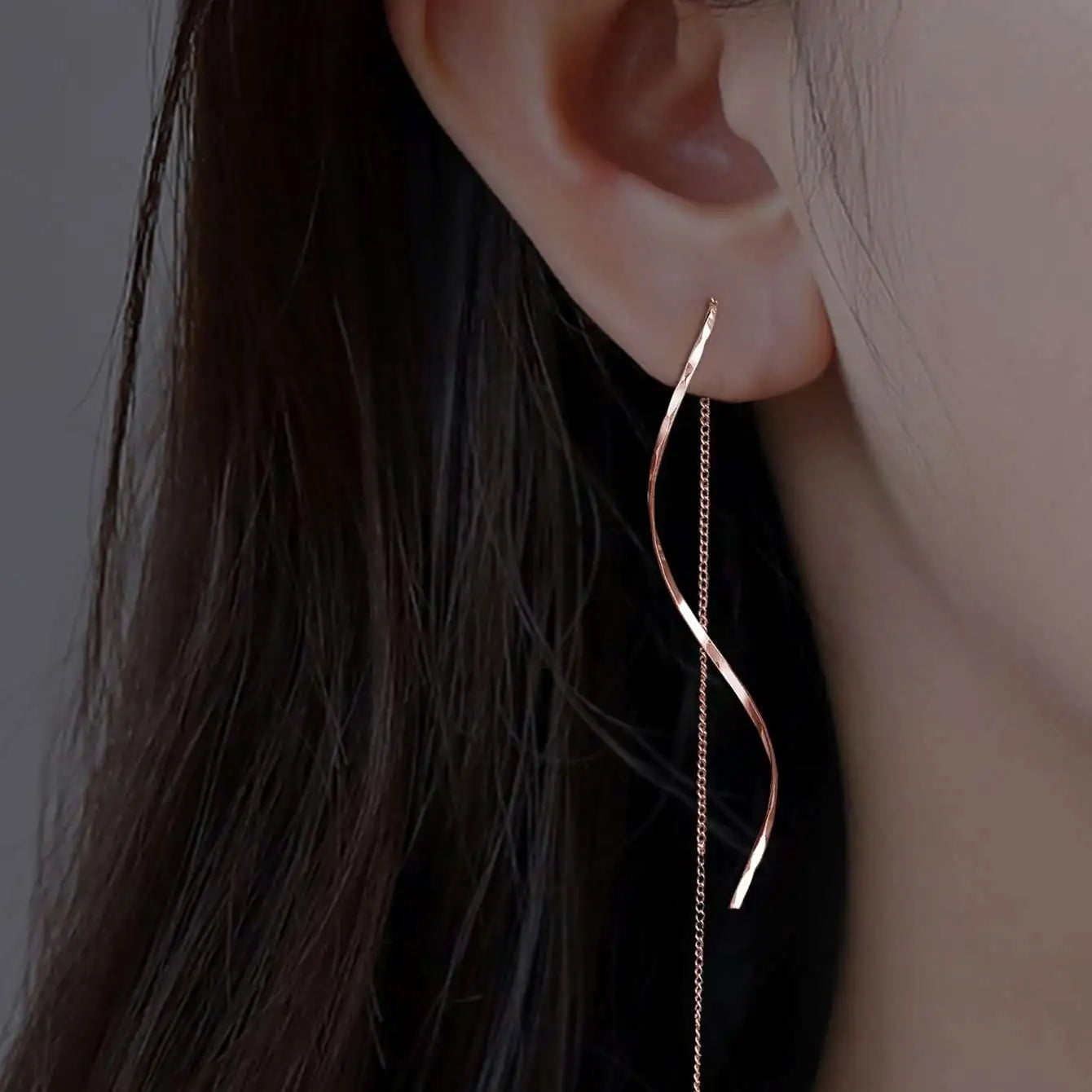 Long Earrings with Wavy Design