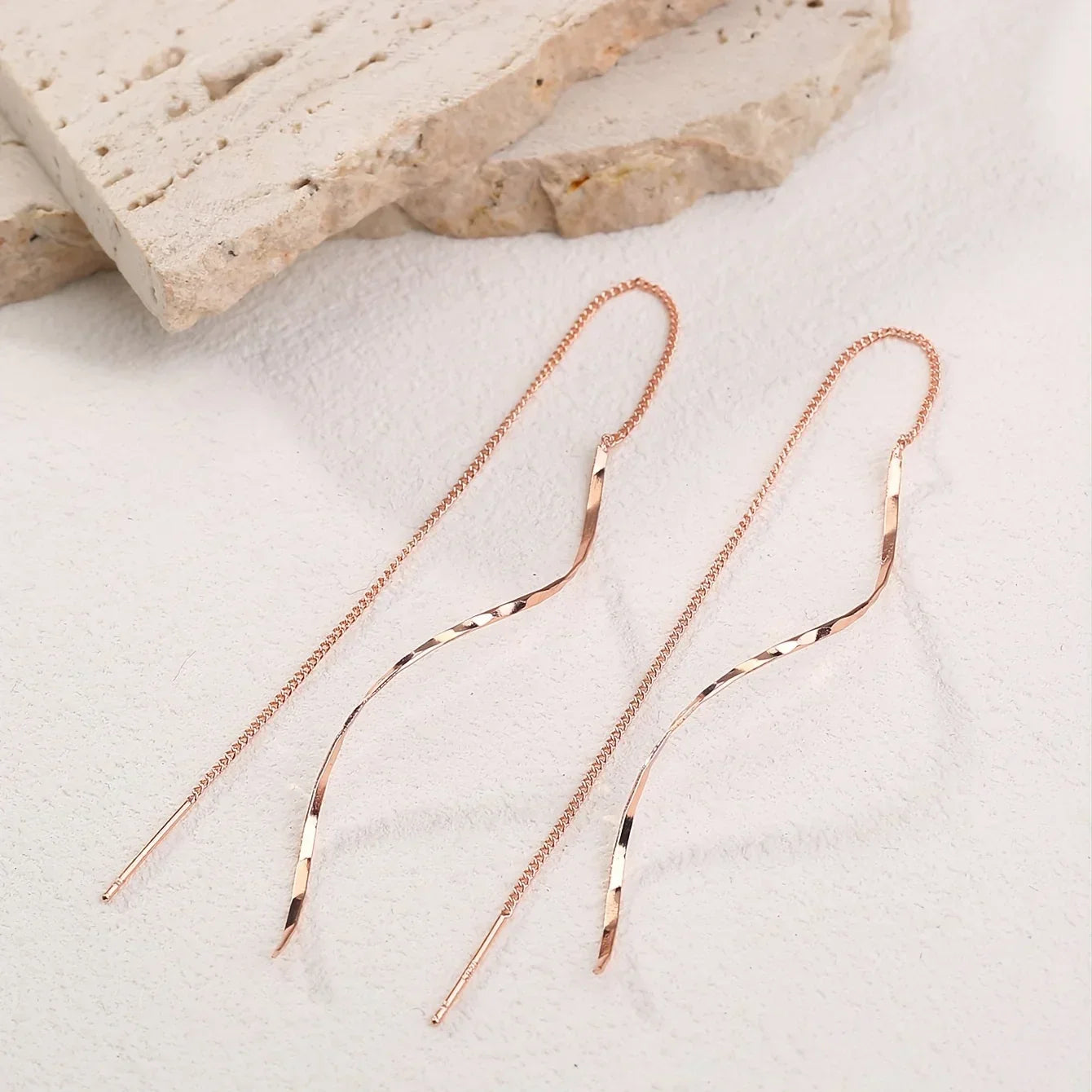 Long Earrings with Wavy Design