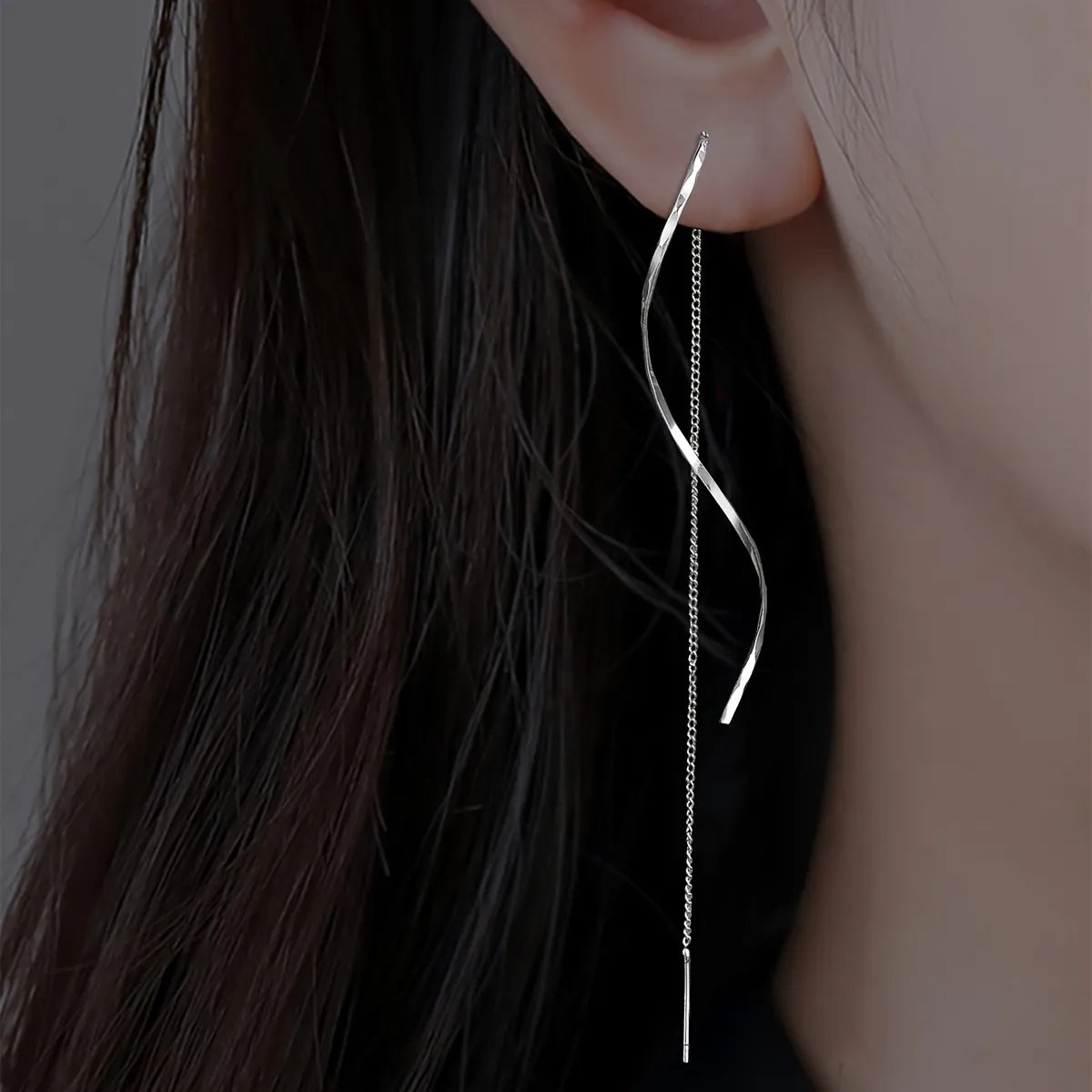 Long Earrings with Wavy Design