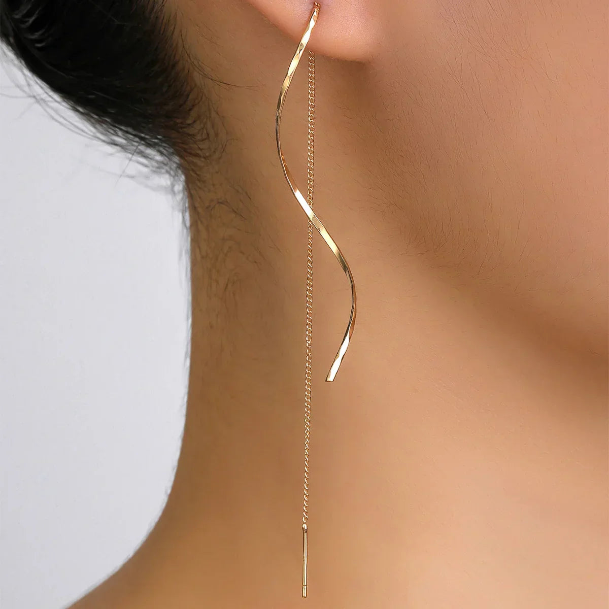 Long Earrings with Wavy Design