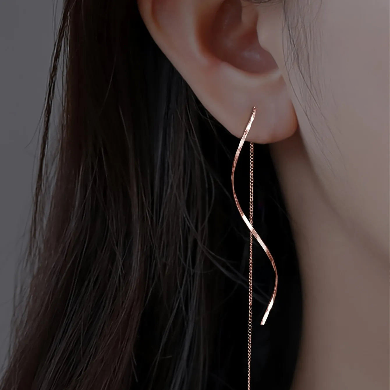 Long Earrings with Wavy Design