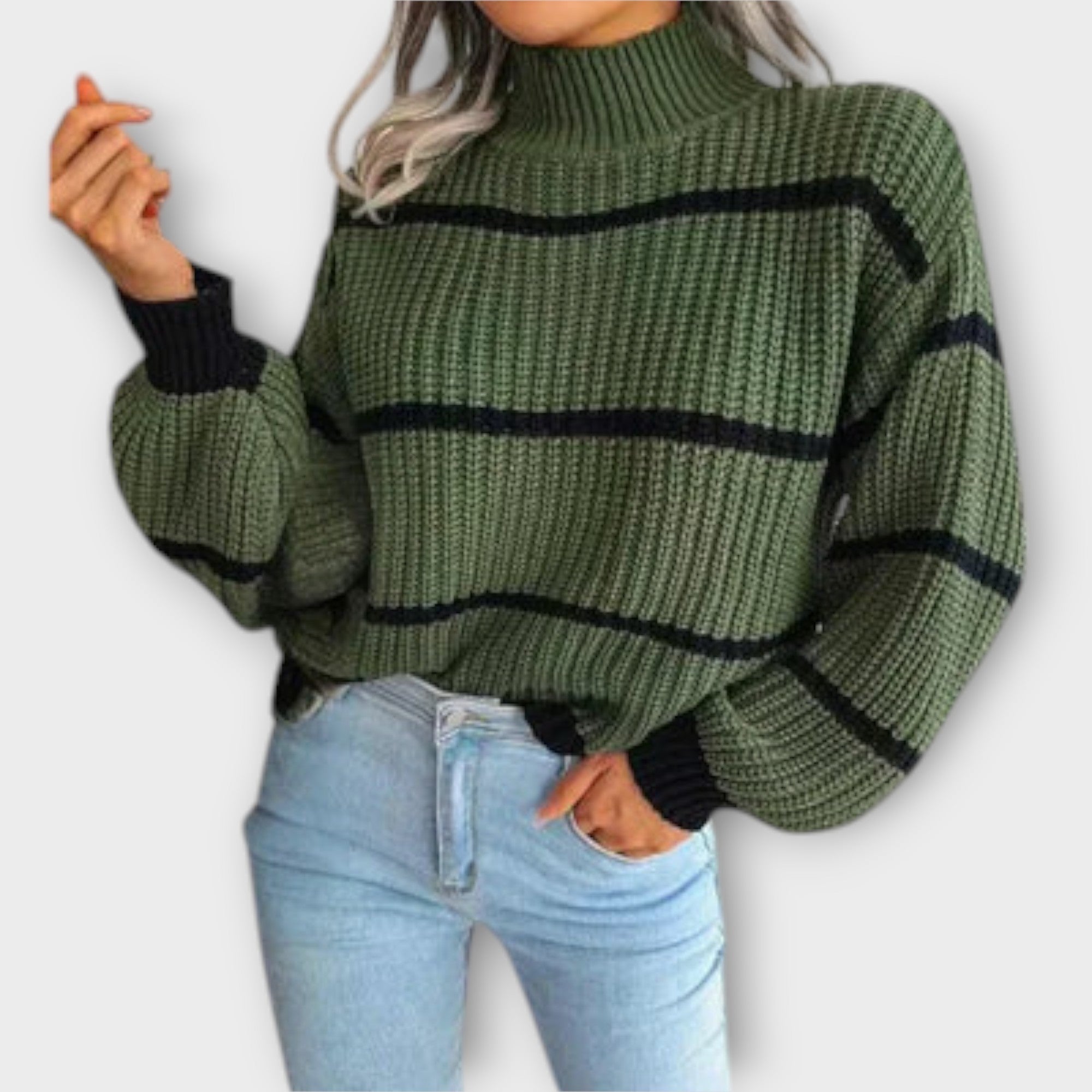 Chavala - Striped Turtleneck Sweater