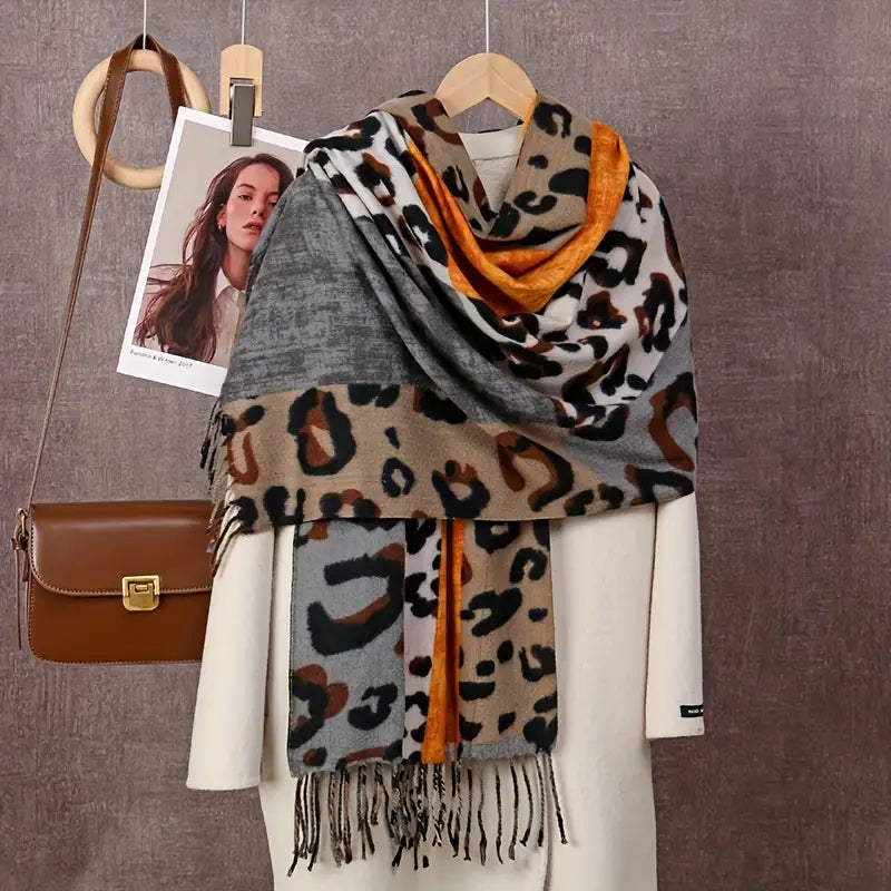 Scarf with Leopard Print